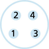 M8, Buchse, gewinkelt, 4-polig, M8, Stecker, gerade, 4-polig, mit LED, Sensor-/Aktorleitung