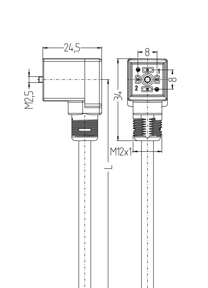 Ventilstecker, Bauform C, 2+PE gebrückt, mit LED, rail approved