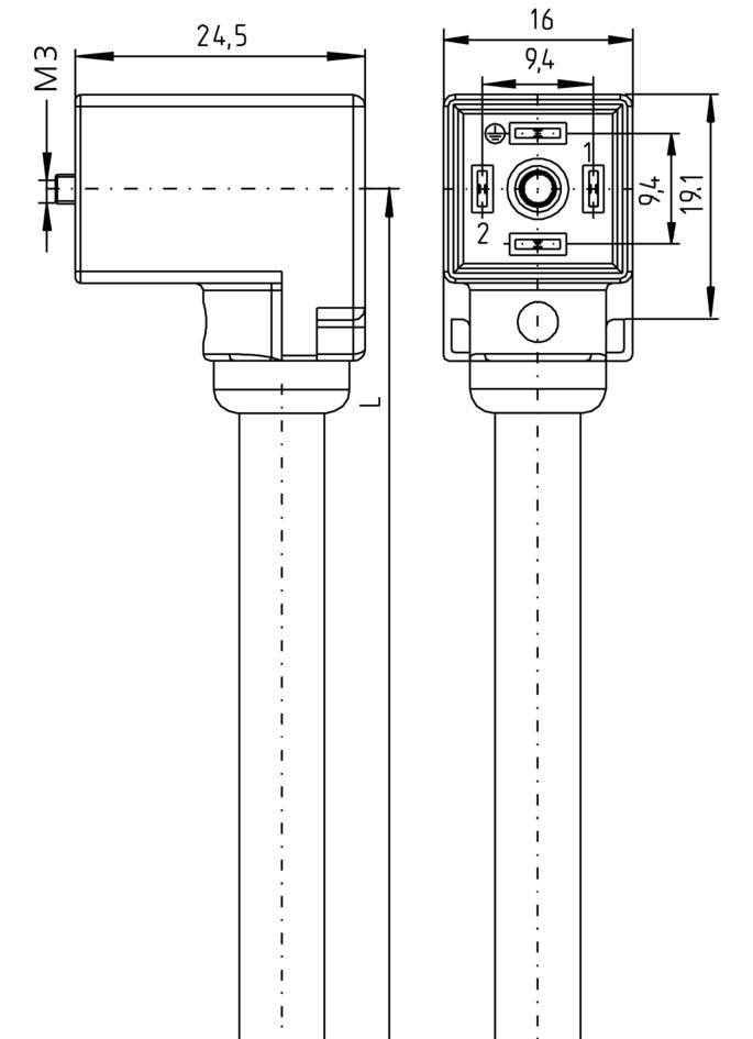 Valve connector, housing style CI, 2+PE, sensor-/actuator cable