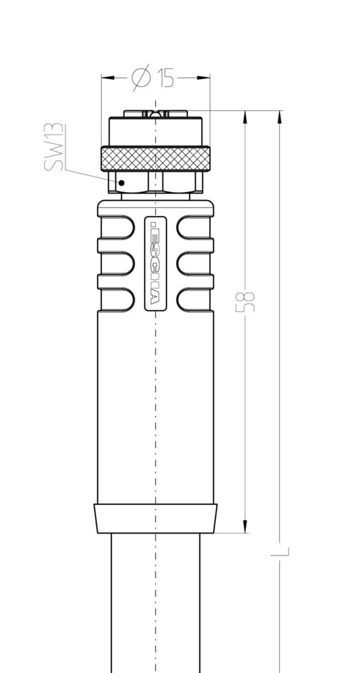 M12, 母头, 直型, 4+PE, K-编码, M12, 公头, 弯型, 4+PE, K-编码, 电源