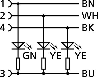 M12, female, straight, 4 poles, with LED, sensor-/actuator cable