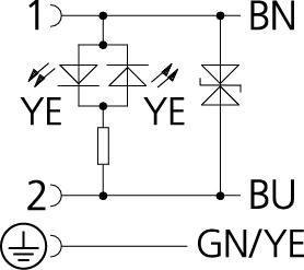 Ventilstecker, Bauform B, 2+PE, M12, Stecker, gerade, 4+PE, Transildiode