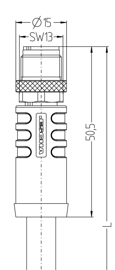 M12, male, straight, 8 poles, X-coded, shielded, rail approved