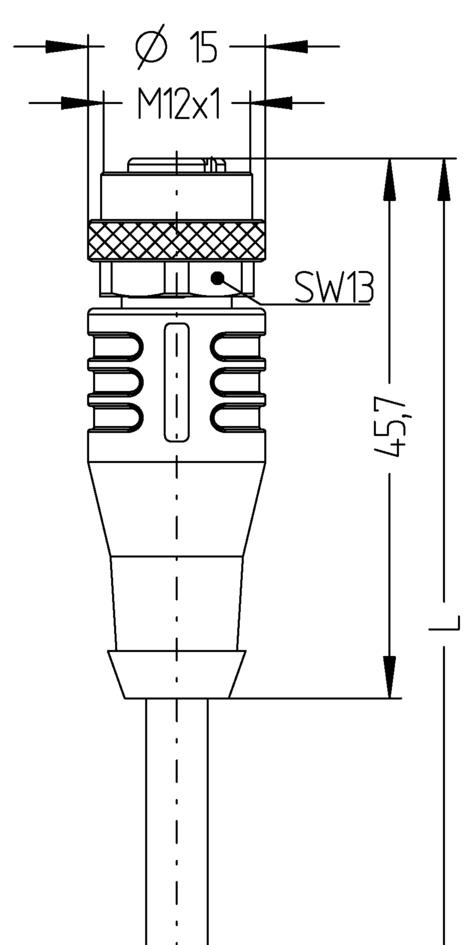 M12, 母头, 直型, 12针脚, 屏蔽, 传感器/执行器电缆
