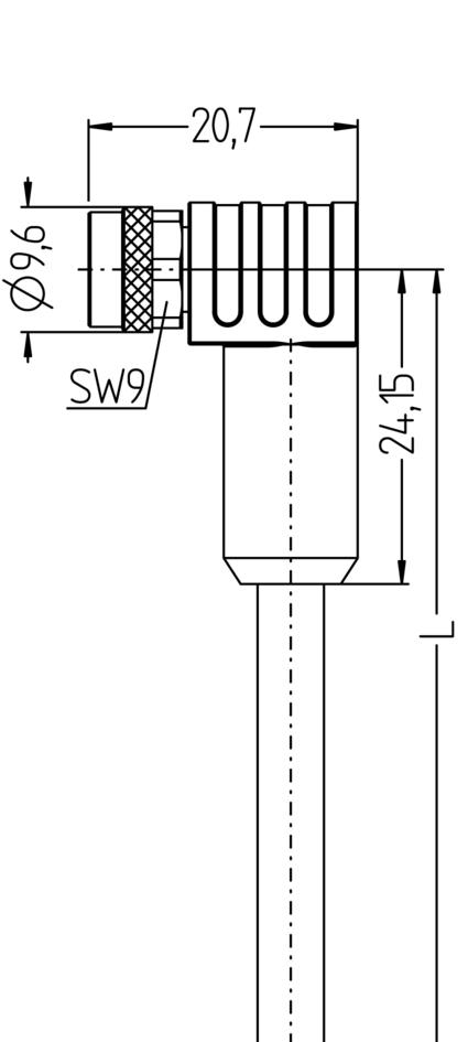 M8, Buchse, gewinkelt, 8-polig, M8, Stecker, gewinkelt, 8-polig, geschirmt, Sensor-/Aktorleitung