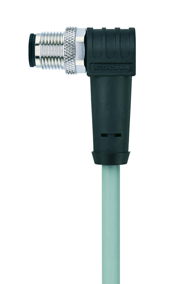 M12, male, angled, 5 poles, shielded, sensor-/actuator cable