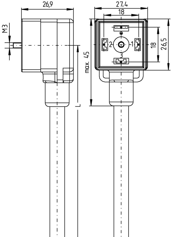 阀连接器, 防护类型 A, 2+PE, 传感器/执行器电缆