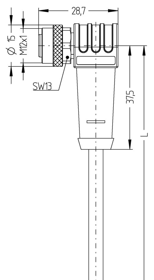 M12, Buchse, gewinkelt, 5-polig, M12, Stecker, gewinkelt, 5-polig, geschirmt, Sensor-/Aktorleitung