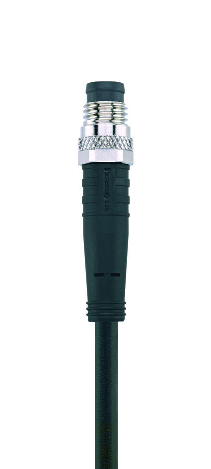 M8, female, angled, 3 poles, M8, male, straight, 3 poles, with LED, sensor-/actuator cable