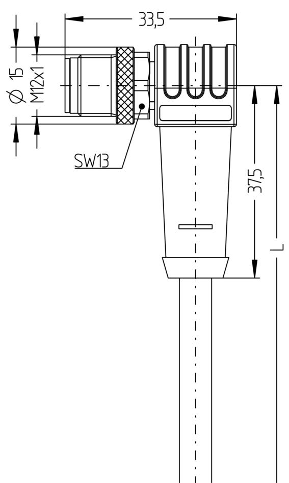 M12, female, angled, 4 poles, D-coded, M12, male, angled, 4 poles, D-coded, shielded, Industrial Ethernet 100 MBit/s