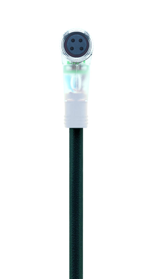 M8, female, angled, 4 poles, M12, male, straight, 4 poles, with LED, sensor-/actuator cable