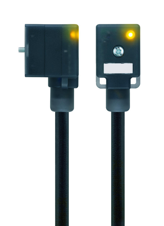 Valve connector, housing style BI, 2+PE, M12, male, straight, 4+PE, suppressor diode, sensor-/actuator cable