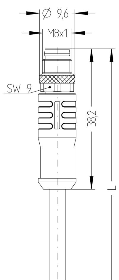 M8, female, straight, 3 poles, M8, male, straight, 3 poles, shielded, sensor-/actuator cable