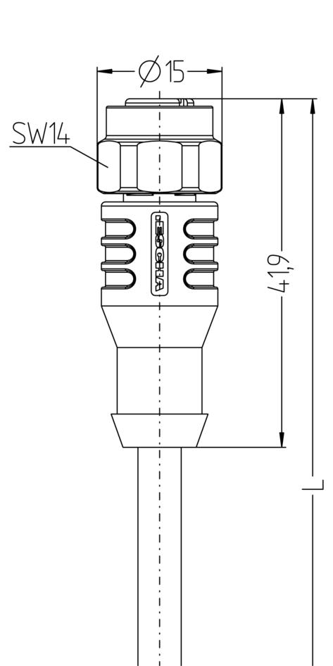 M12, 母头, 直型, 8针脚, 不锈钢, 传感器/执行器电缆