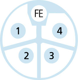 M12, male, straight, 4+FE, L-coded, POWER