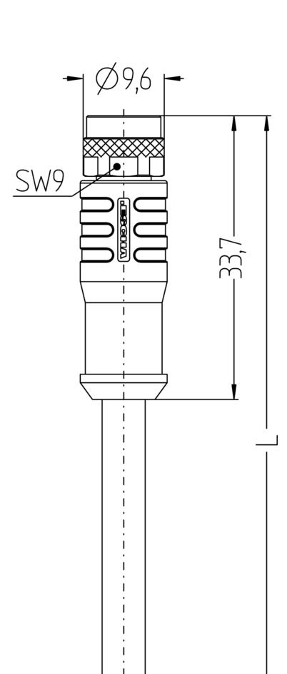 M8, Buchse, gerade, 3-polig, M8, Stecker, gerade, 3-polig, rail approved