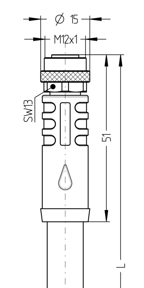 M12, female, straight, 4 poles, T-coded, POWER