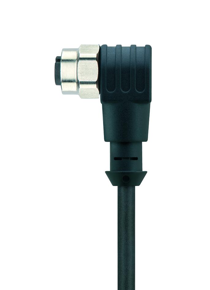 M12, female, angled, 4 poles, stainless steel, sensor-/actuator cable