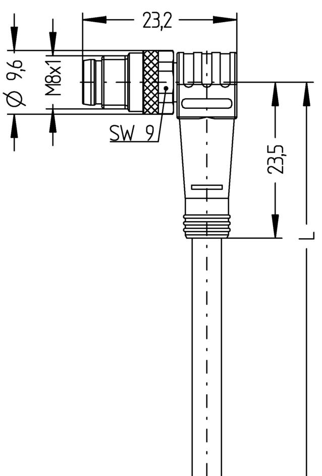 M8, Stecker, gewinkelt, 4-polig, Sensor-/Aktorleitung