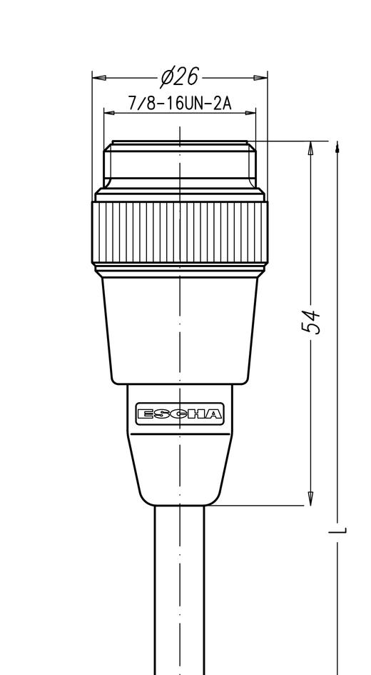 7/8", female, angled, 5 poles, 7/8", male, straight, 5 poles