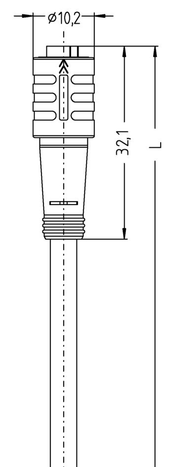 Ø8mm snap, female, straight, 4 poles, with locking mechanism, sensor-/actuator cable