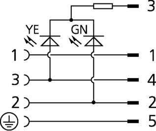 Ventilstecker, Bauform A, 3+PE, M12, Stecker, gerade, 4+PE, Litzenanschluss
