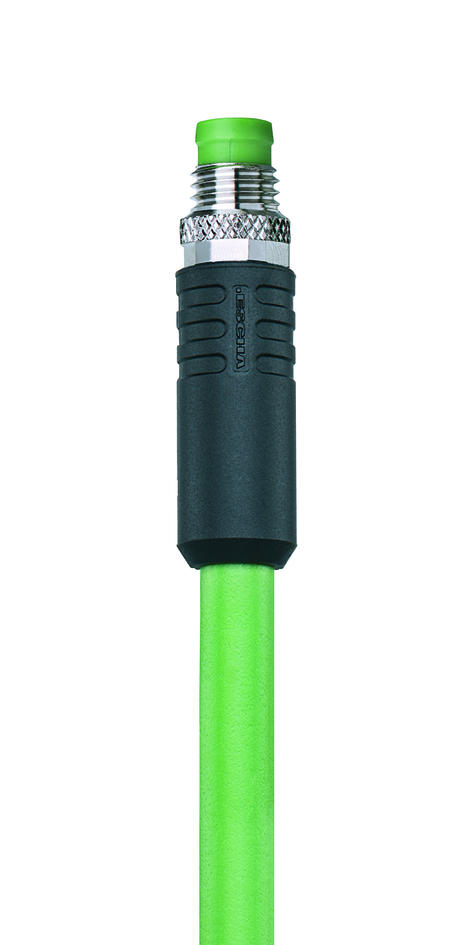 M12, Stecker, gerade, 4-polig, D-codiert, M8, Stecker, gerade, 4-polig, D-codiert, geschirmt, Industrial Ethernet 100 MBit/s