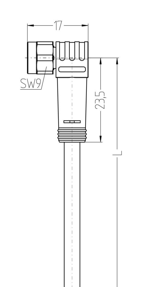 M8, female, angled, 3 poles, stainless steel, sensor-/actuator cable