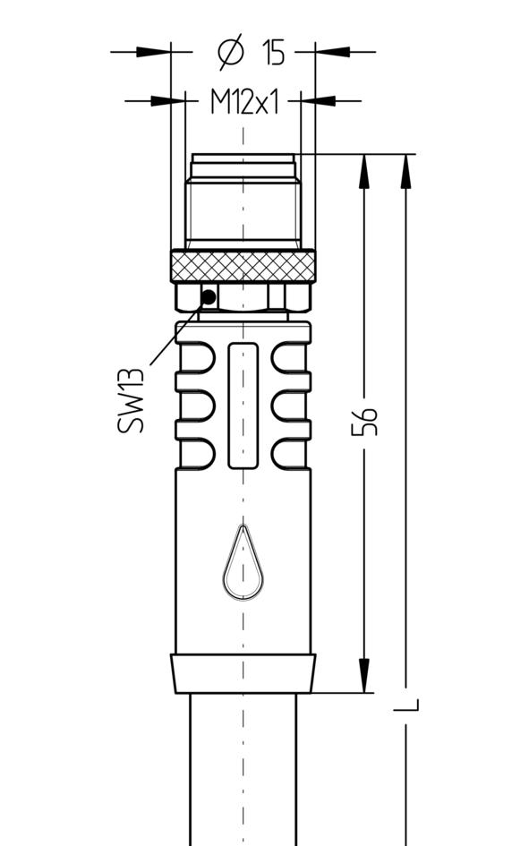 M12, female, straight, 3+PE, S-coded, M12, male, straight, 3+PE, S-coded, rail approved