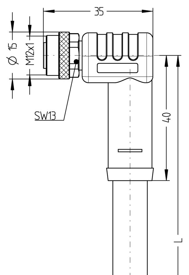 M12, Buchse, gewinkelt, 3+PE, S-codiert, M12, Stecker, gerade, 3+PE, S-codiert, rail approved