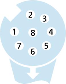 Konfektionierbar, M12, Buchse, gewinkelt, 8-polig, Schraub-/Klemmanschluss, 30V 2A