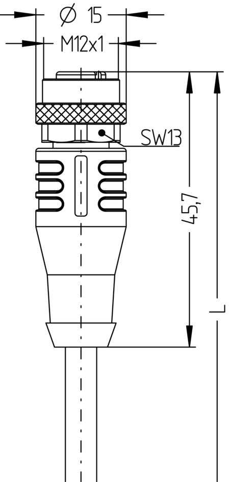 M12, female, straight, 5 poles, M12, male, straight, 5 poles, shielded, rail approved