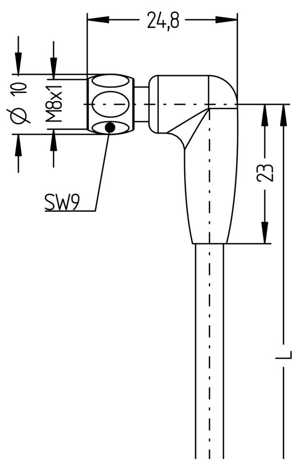 M8, female, angled, 3 poles, with LED, Food & Beverage