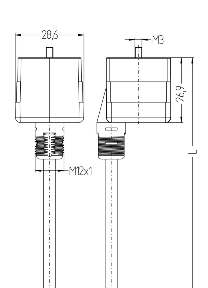 Ventilstecker, Bauform A, gerade, 2+PE gebrückt, mit Gewindegriffkörper, rail approved