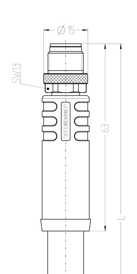 M12, Stecker, gerade, 4-polig, L-codiert, POWER