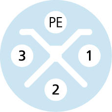 H-splitter, M12, male, straight, 3+PE, S-coded, M12, female, straight, 3+PE, S-coded, POWER