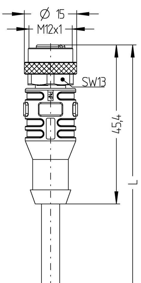 M12, female, straight, 4 poles, with LED, sensor-/actuator cable