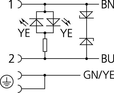 Valve connector, housing style CI, 2+PE bridged, z-diode, sensor-/actuator cable